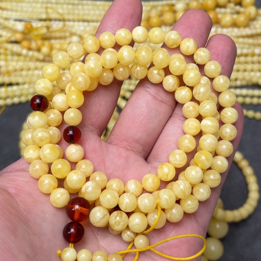 蜜蜡裸石未镶嵌蜜蜡佛珠7.3mm