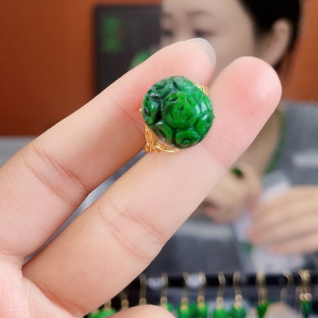 翡翠银S925镶嵌耳饰