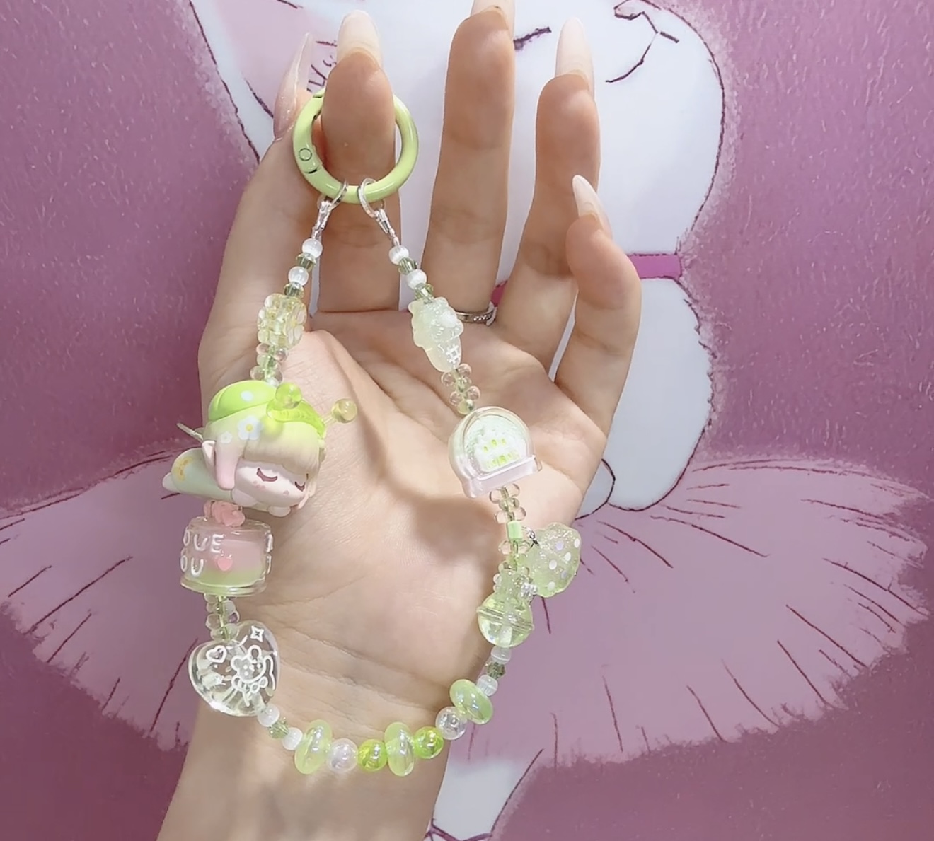 原创DIY手机链包新款手机挂绳挂成品可爱萌粒手机挂链串珠手机绳