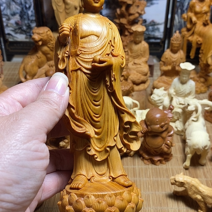 真***真柏木（崖柏）地藏摆件