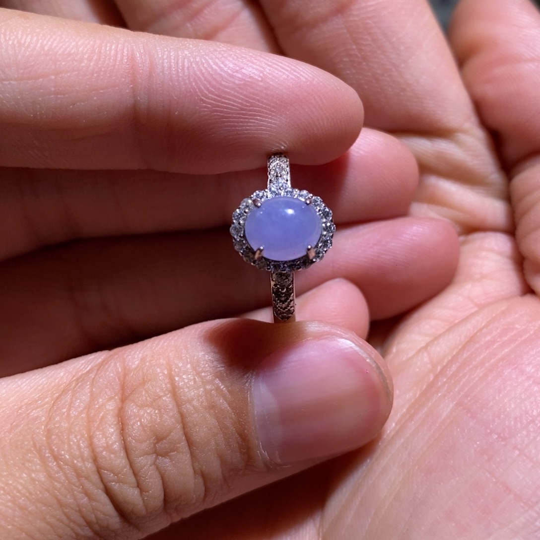 翡翠戒指银S925镶嵌老****)戒指