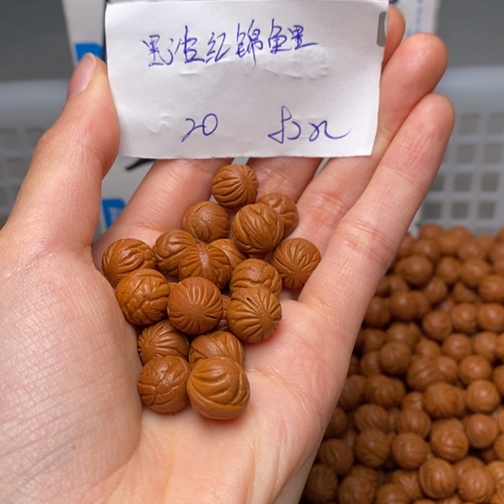 桃核手串11mm左右野生红锦鲤20颗（打孔）