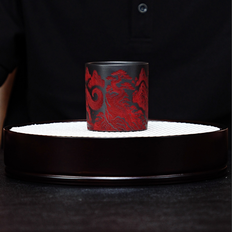 宜兴紫砂主人杯 石黄