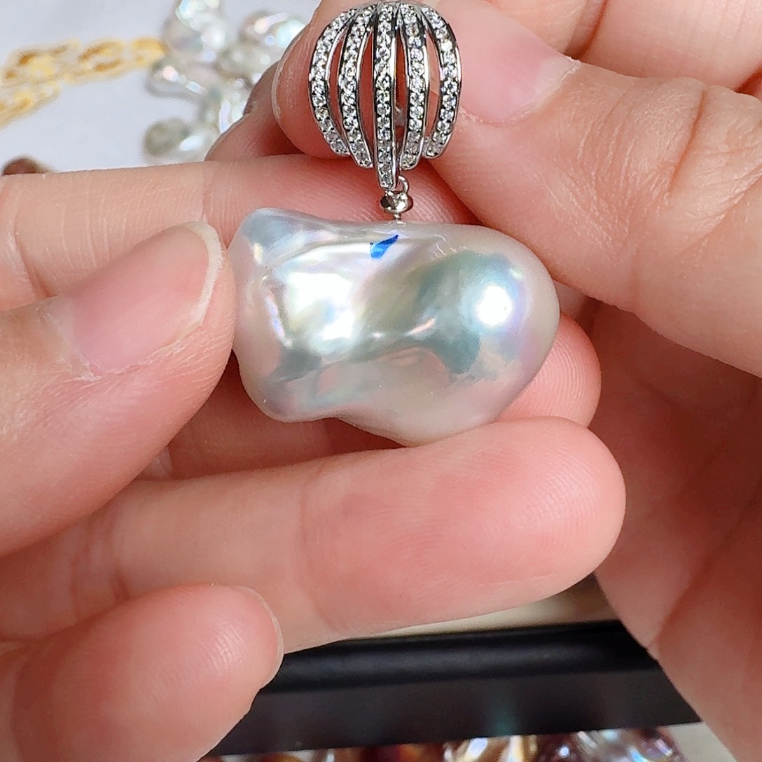 淡水珍珠银S925镶嵌颈饰?****