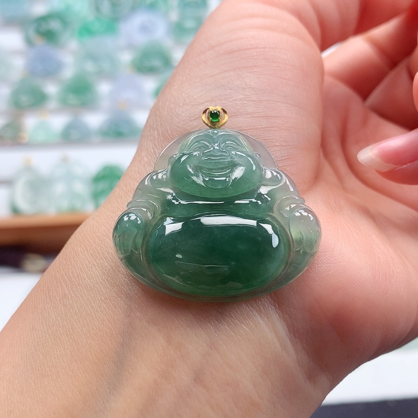 【闪购商品】翡翠吊坠(赠链)18K金镶嵌