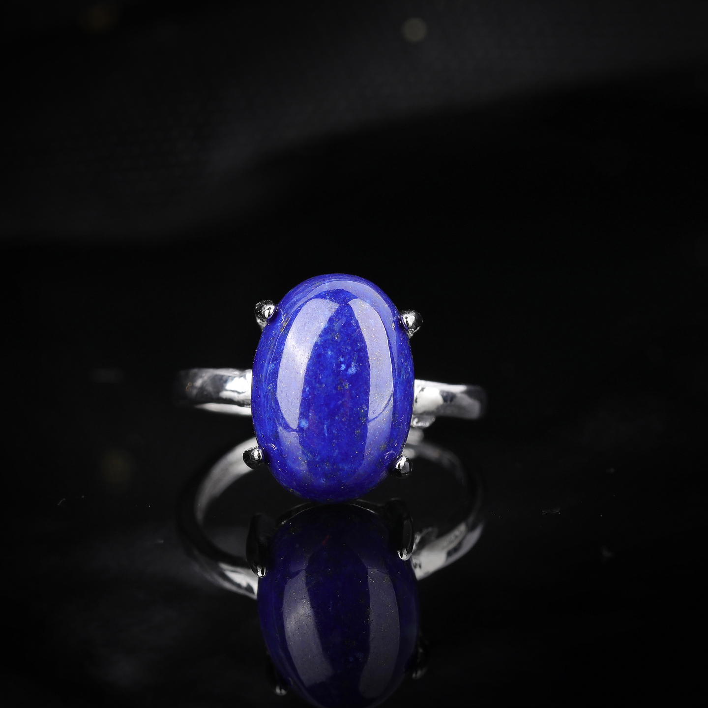 A01天然阿富汗青金石戒指  圈口可调节 开口戒 松紧可调节