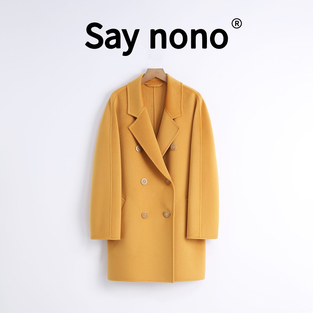 懒猫nono│Saynono 双排扣＿高端双面羊绒大衣短款外套 /JNY245J358