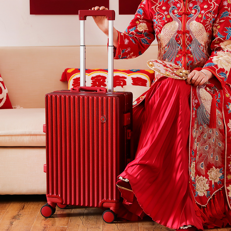 大尺寸红色旅行箱新娘陪嫁拉杆箱结婚嫁妆皮箱行李箱24寸
