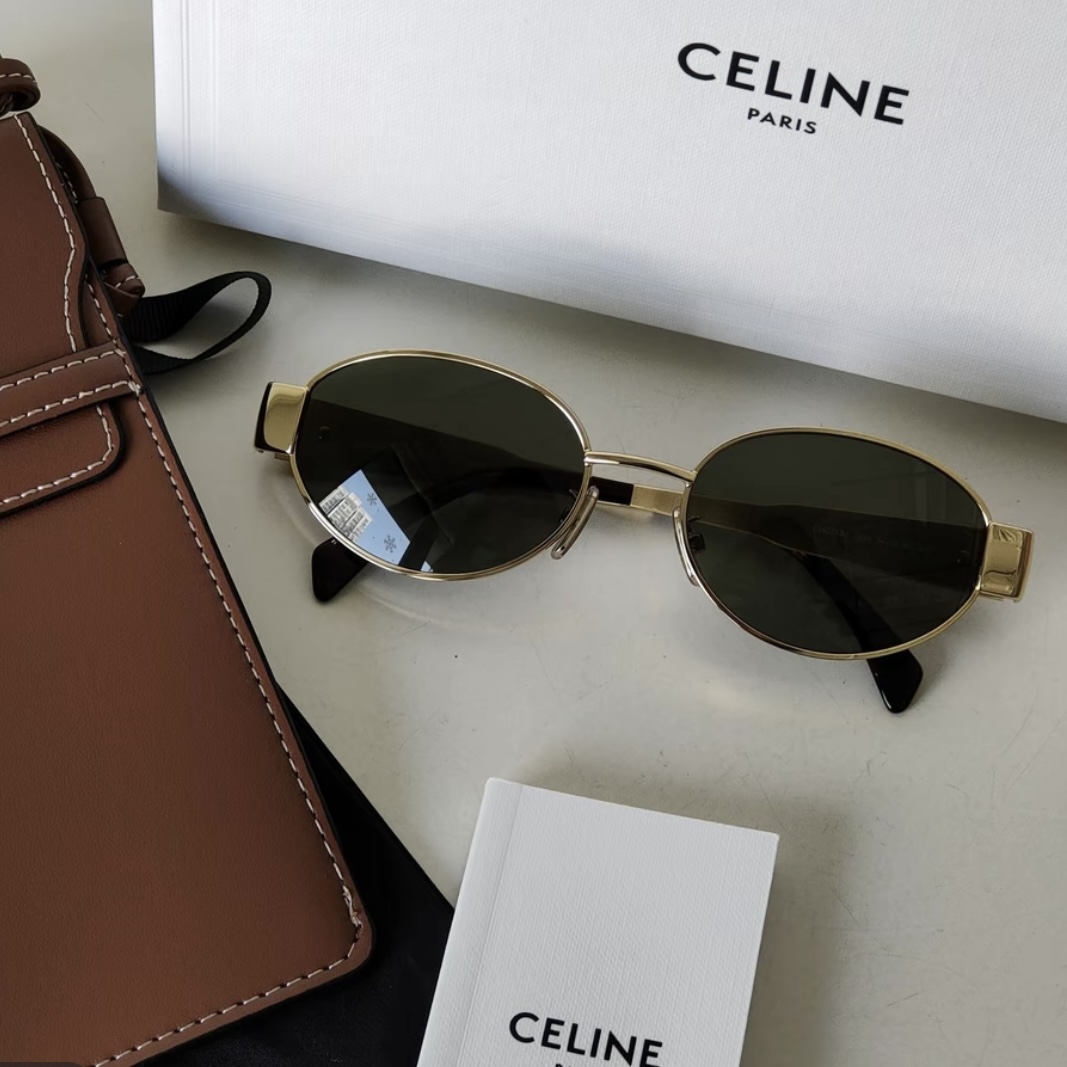 未使用 Celine/思琳 复古金属款 凯旋门logo墨镜