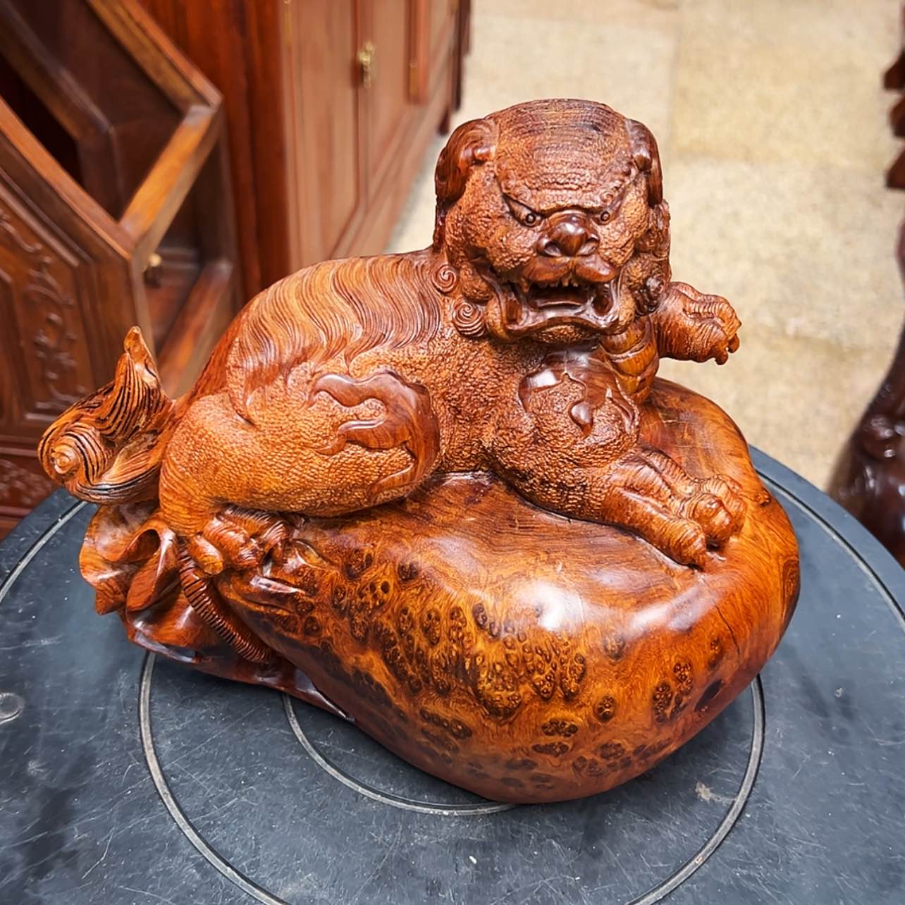 【闪购商品】大果紫檀（缅甸花梨）修**性狮子