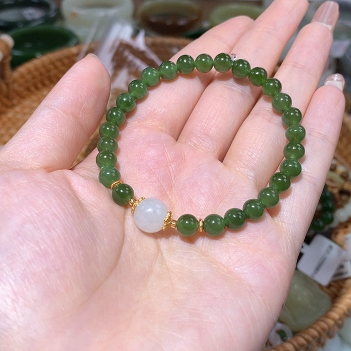 和田玉（碧玉）手链未镶嵌