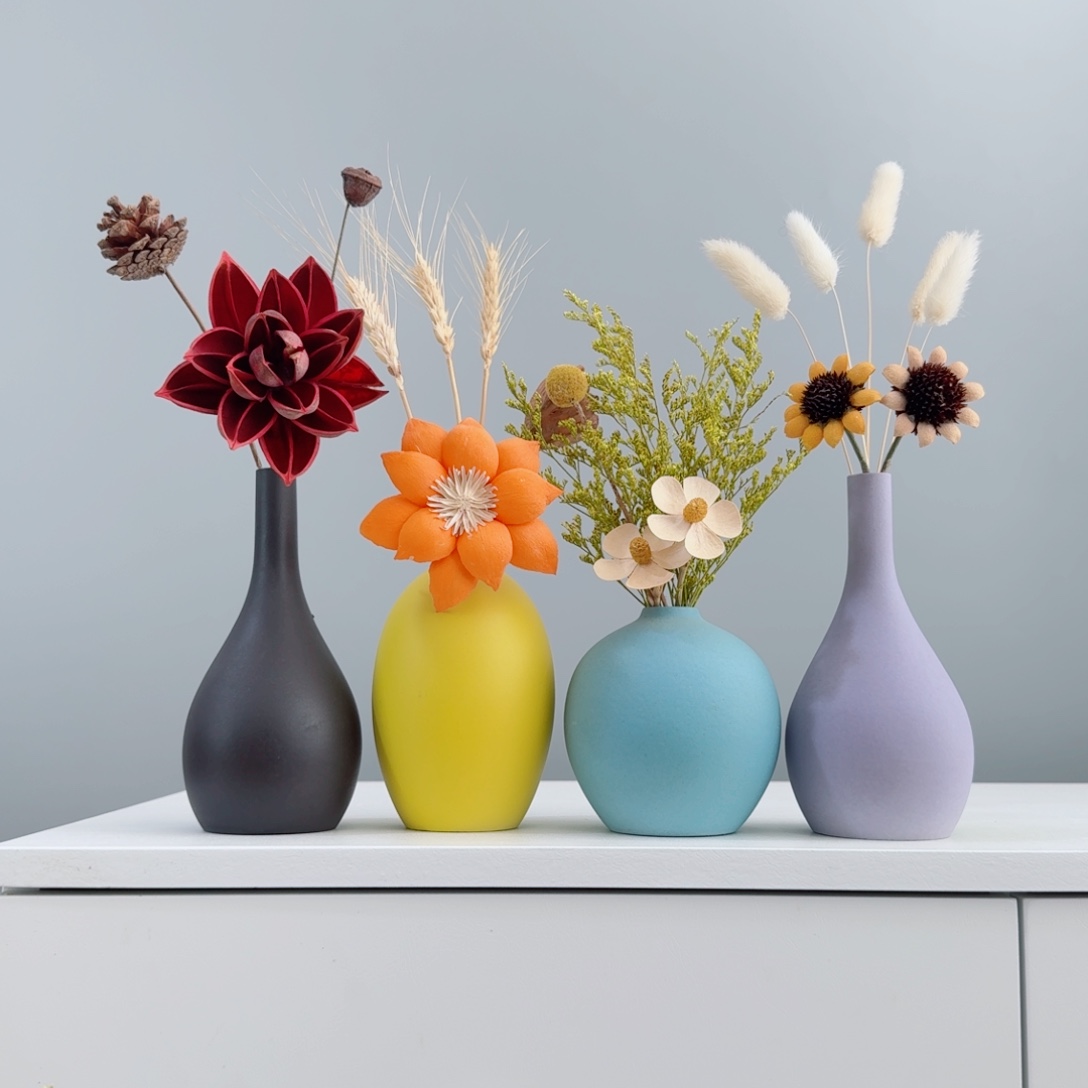 摆件陶瓷花瓶摆件含花总高约20-30cm