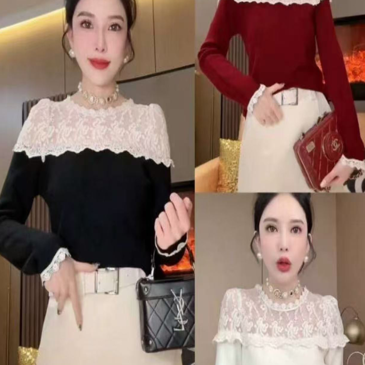 蕾丝百搭打底上衣