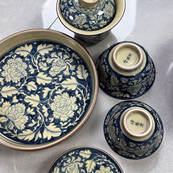 瓷片2号釉国色天香5件套景德镇