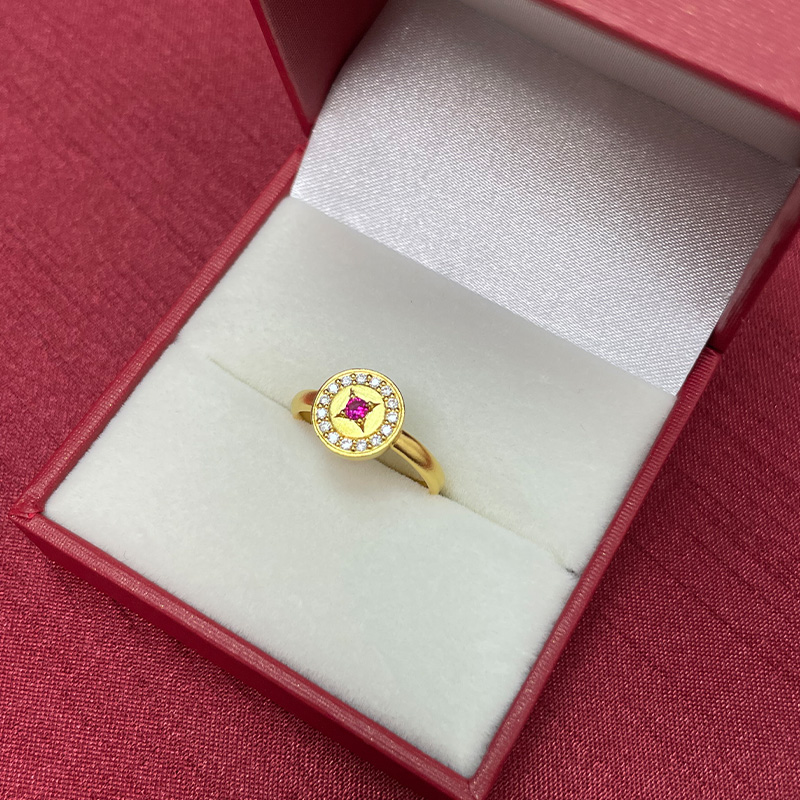 足金999新款钱币黄金戒指女戒复古百搭活口指环计价七夕520送女友