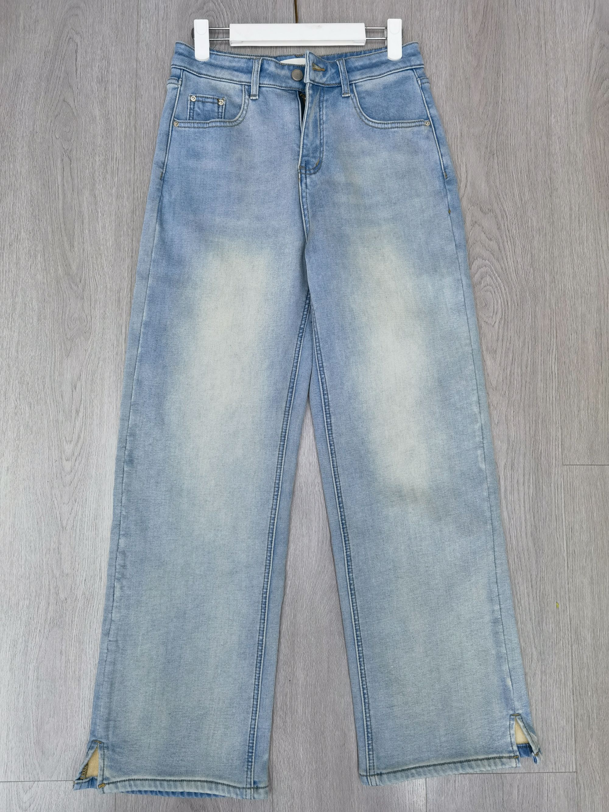 衣源G60162#阔腿加绒牛仔裤2025冬季新款高腰显瘦直筒裤（长约102）