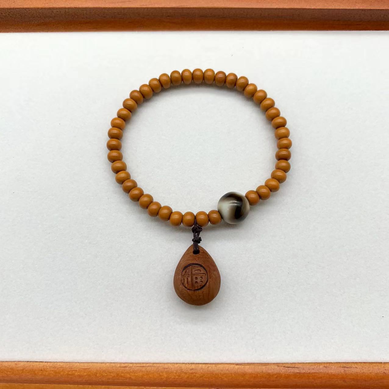 【平安福】野生龙纹桃核双面雕刻福运连连驱、避、挡护身平安桃核手串