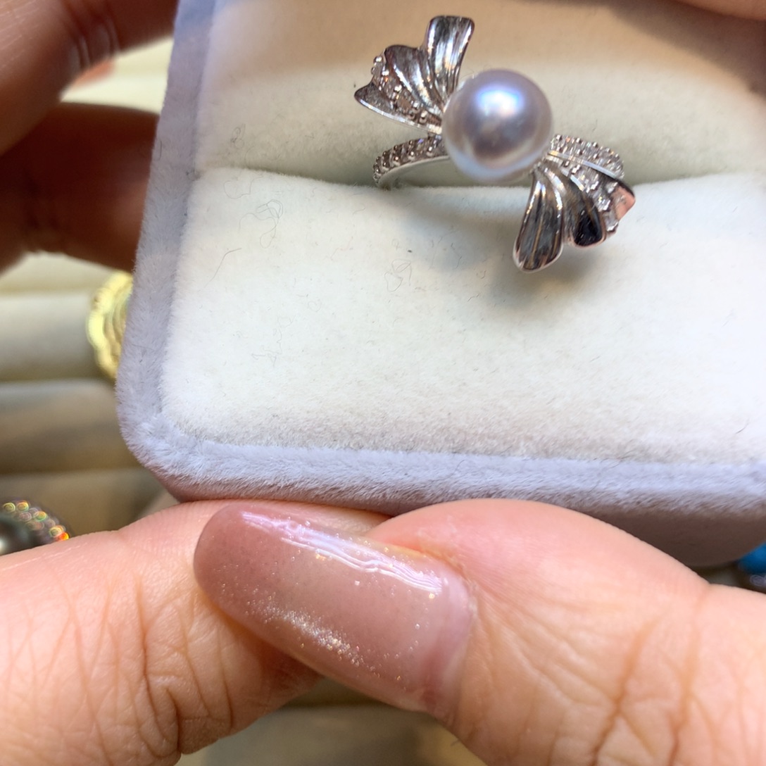 银S925镶嵌戒指海水珍珠