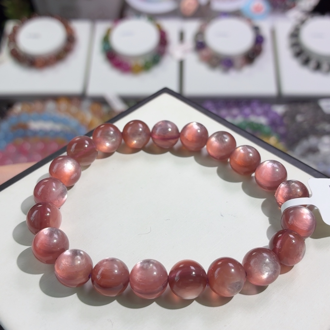 水晶手串未镶嵌粉锂云母9+