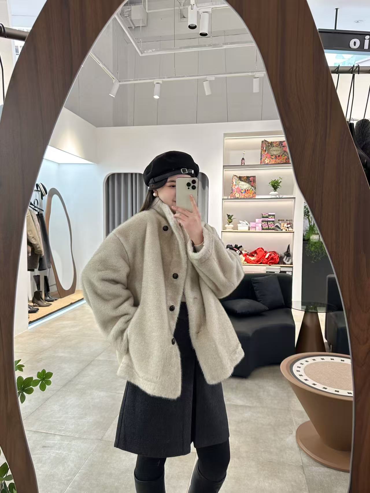 【Oi】立领单排扣毛毛外套(无质量尺码问题NO退换)