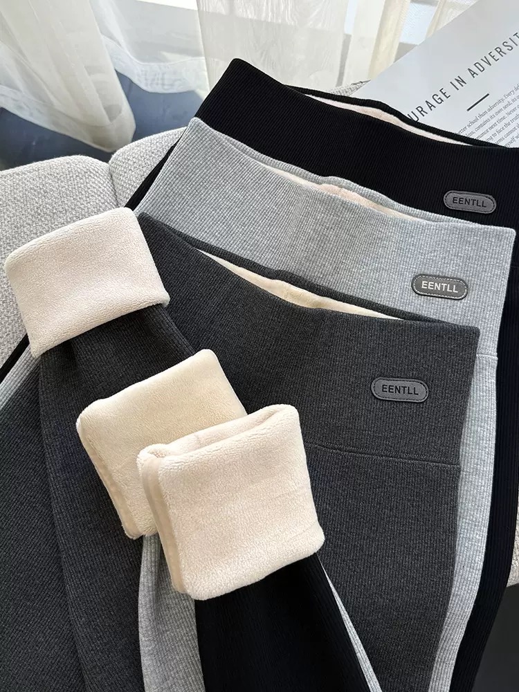 500克~冬季螺纹棉羊羔绒加厚外穿打底裤