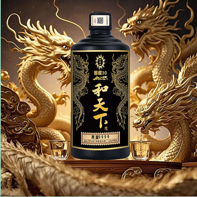 魏亳坊黑金和天下窖藏30浓香型纯粮食白酒1瓶简装无礼袋52度400ML