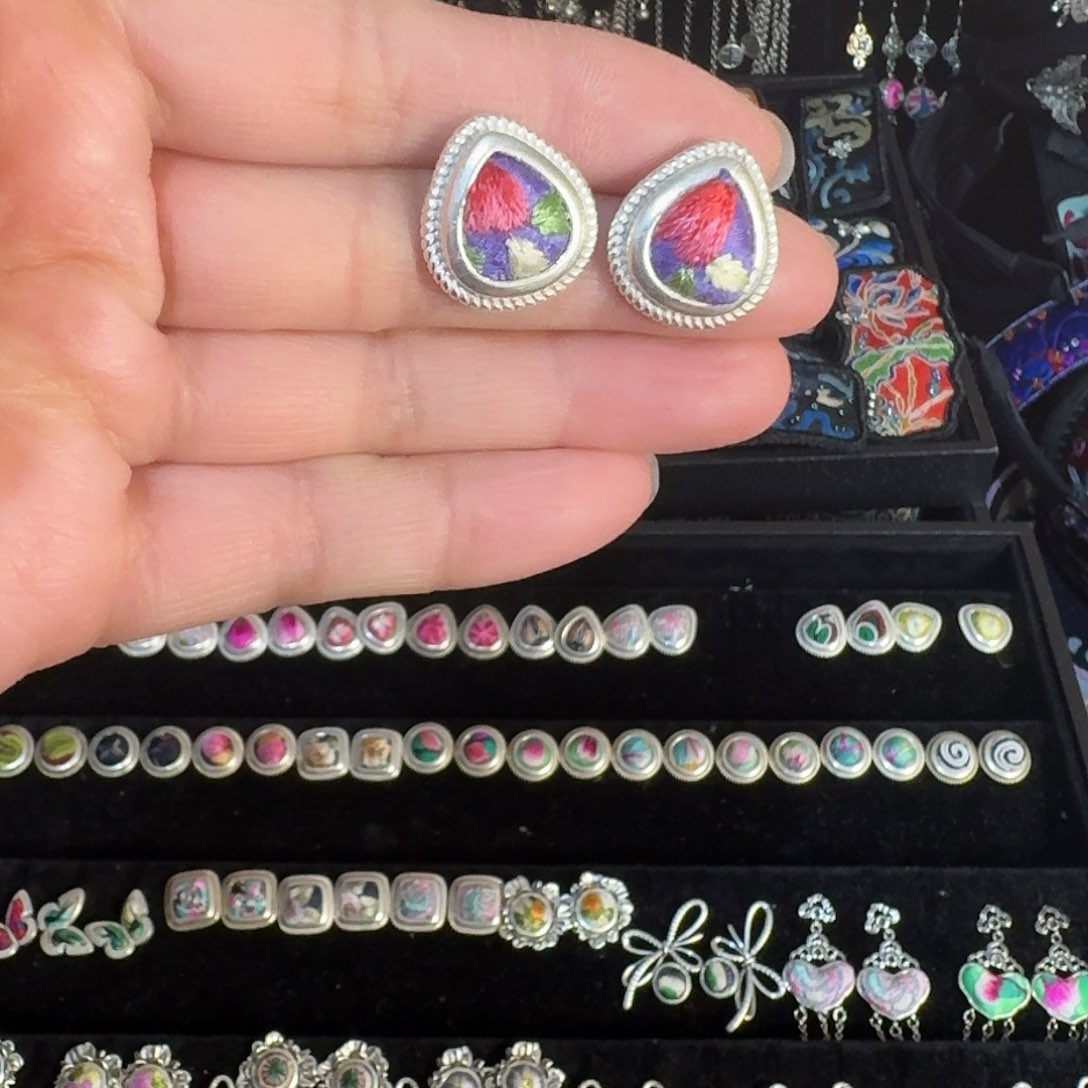 刺绣民族风刺绣老绣耳钉