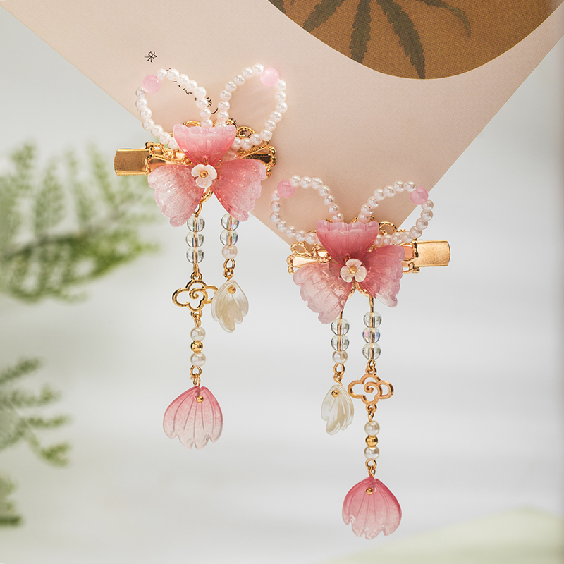 古风发饰粉色可爱儿童对夹汉服头饰