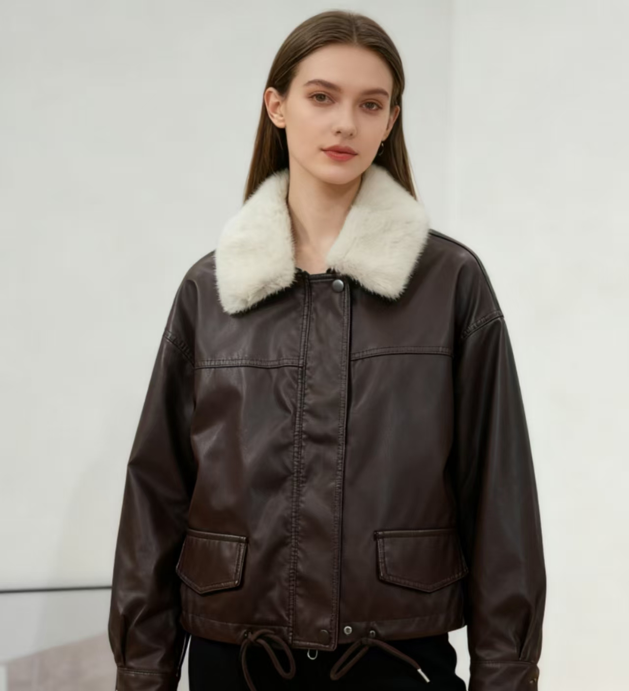 名媛宠粉19-99时尚短款加绒加厚女装女士百搭休闲宽松外套冬季