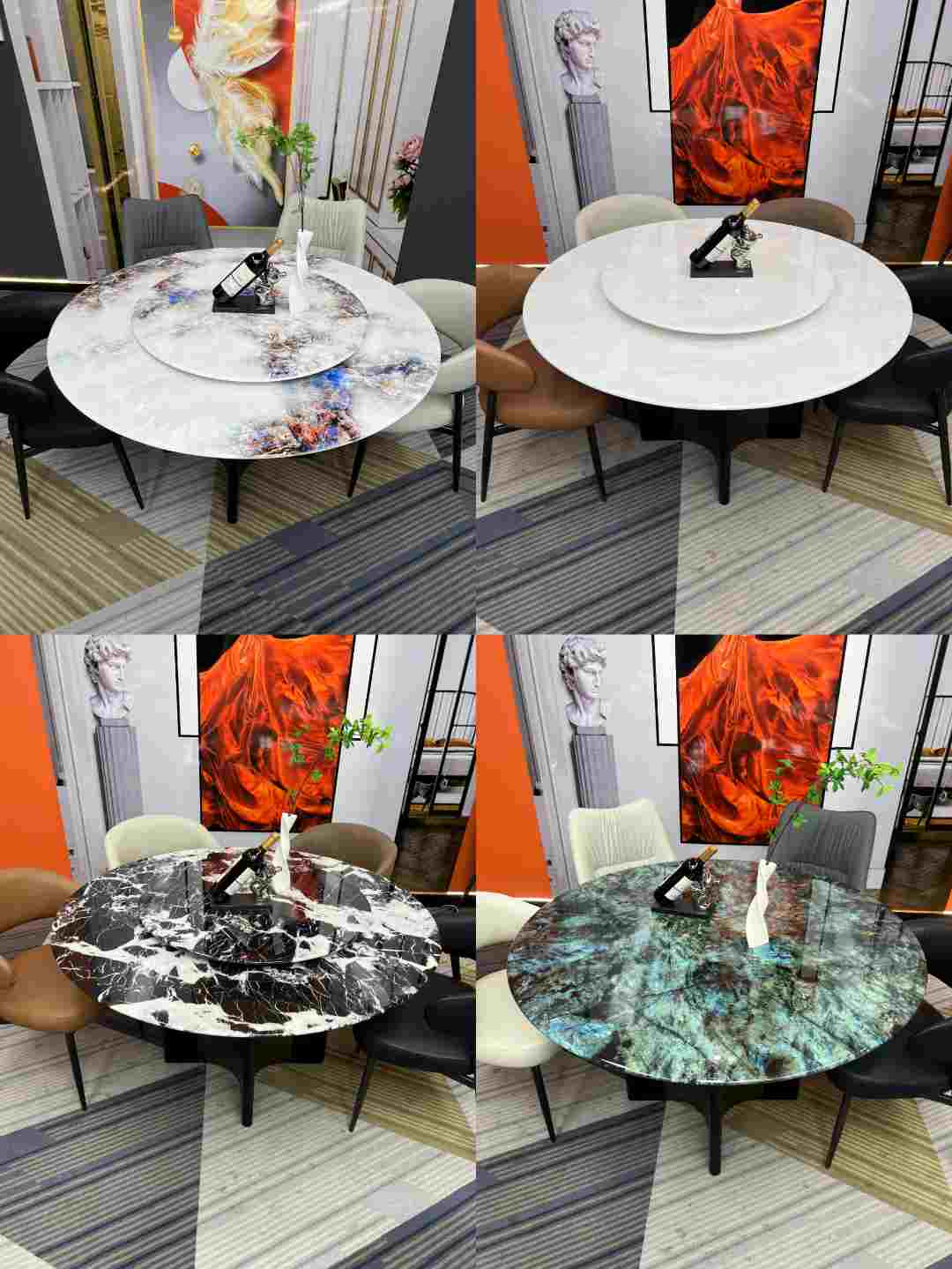 【选花色】天然大理石餐桌大理石轻奢风极简风别墅家用圆桌