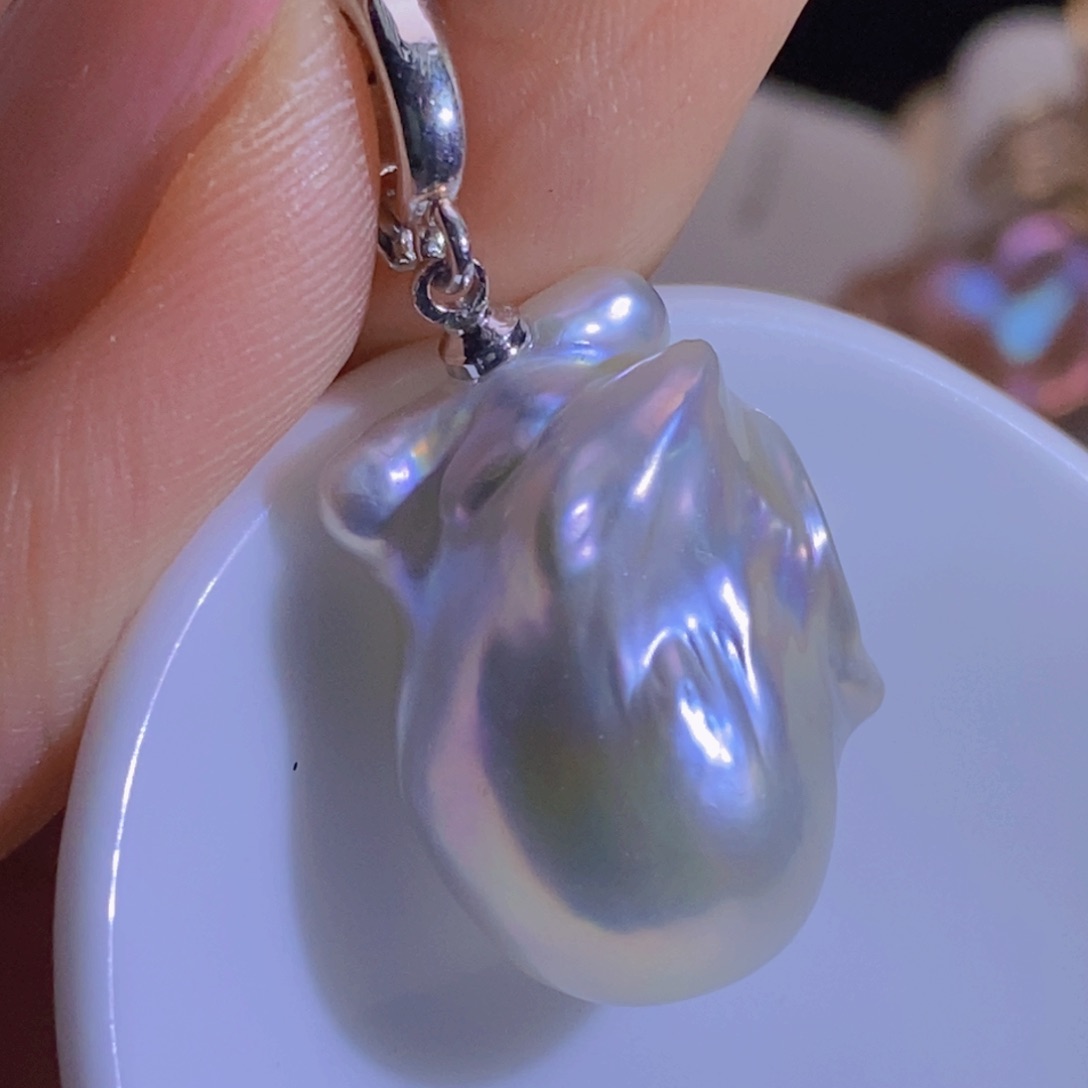 银S925镶嵌淡水珍珠天然淡水珍珠无染色无优化