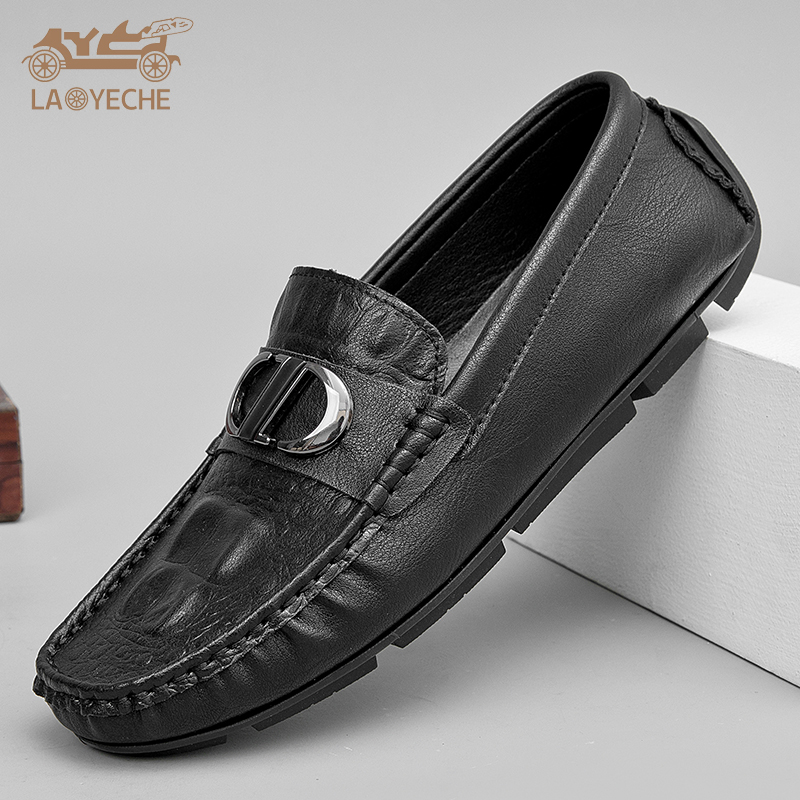 老爷车男士真皮豆豆鞋商务休闲一脚蹬软底驾车鞋懒人鞋春秋百搭
