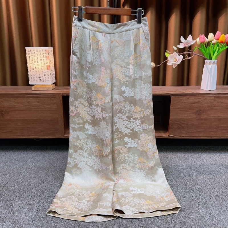 『忘川』新中式国风亭台楼阁灰色长裤2025休闲风宽松新款直通裤子