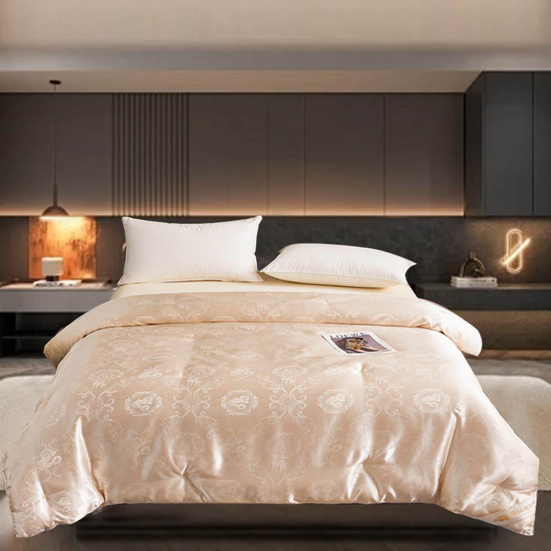 【品质高奢】臻丝贡缎暗纹提花香槟色蚕丝被【三总】