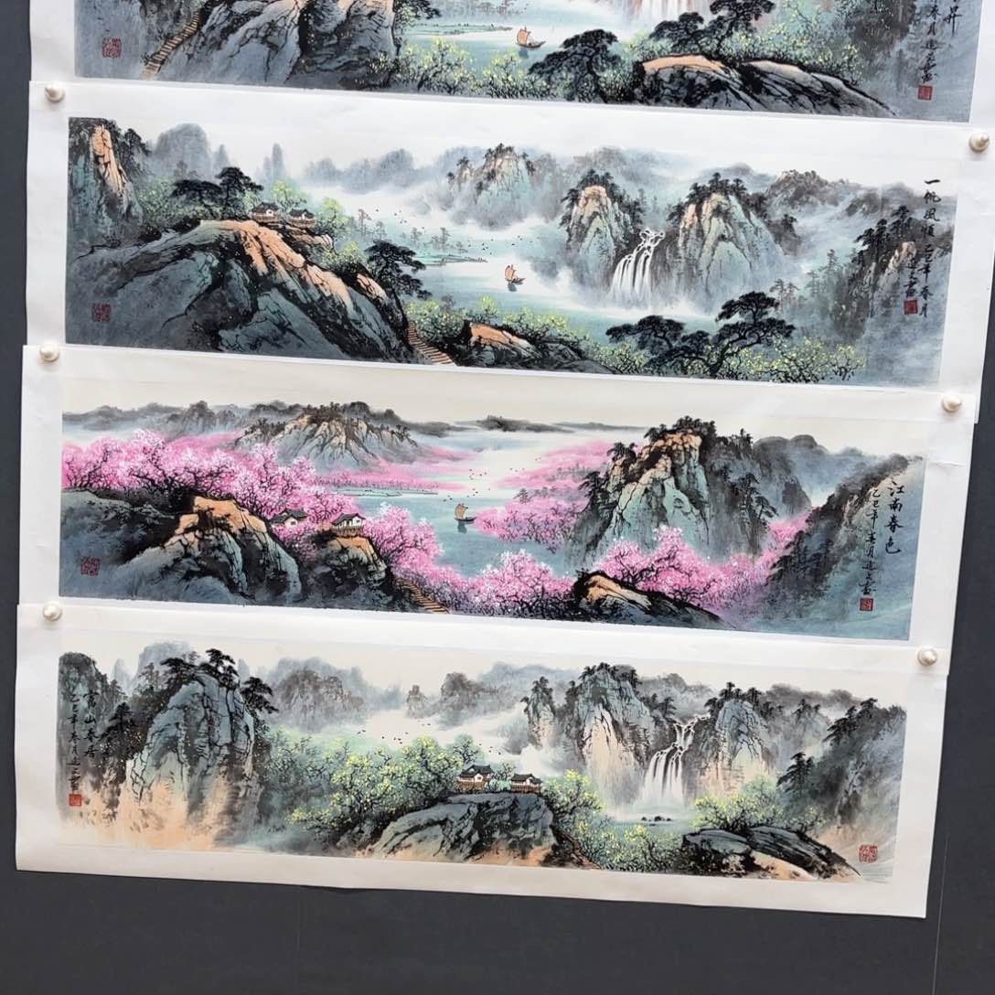 国画东***霖崔延文4尺对开马