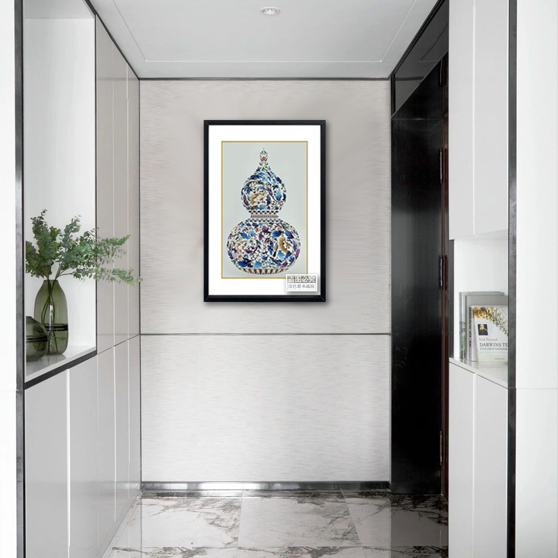 40cm*60cm蓝色葫芦福禄客厅玄关中式入户过道走廊福禄临门装饰画