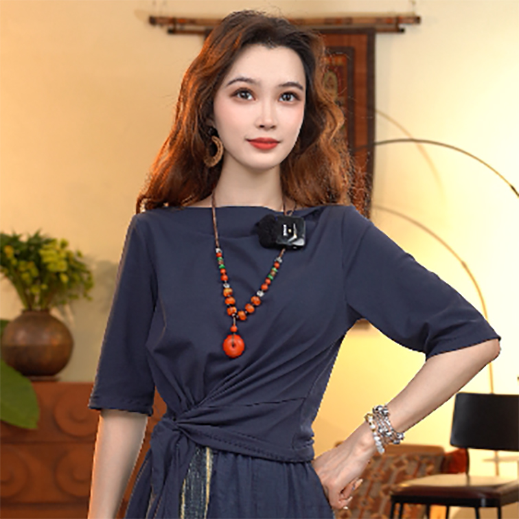 顾玖儿时尚百搭气质针织一字肩上衣WS9177