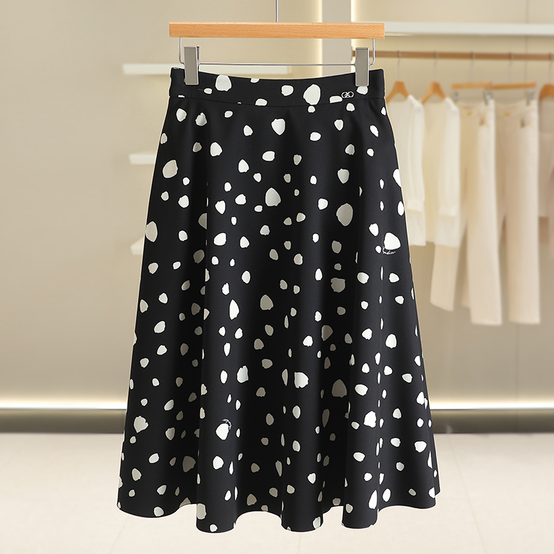 B712-【珂】波点高腰显瘦百搭半身裙#1ZKA57E004