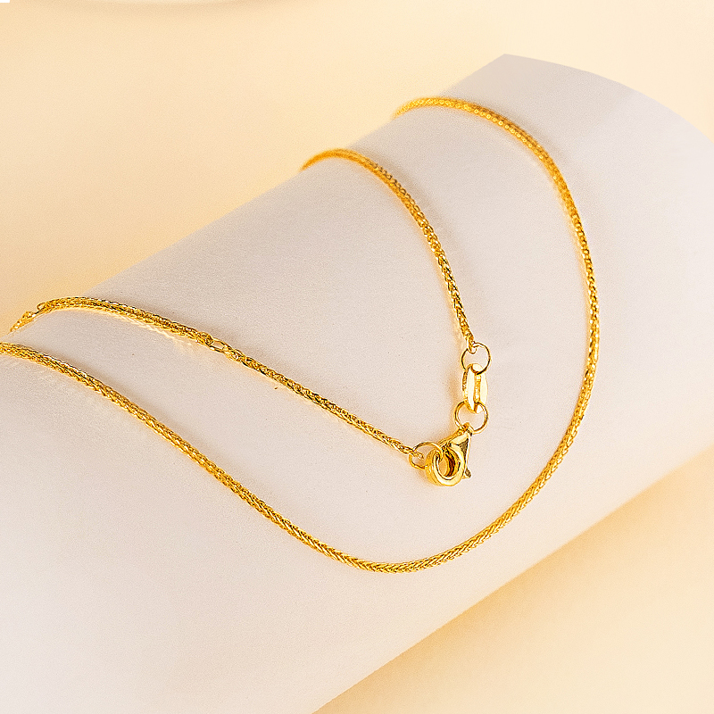 黄金项链足金999肖邦链素链百搭经典三金45cm龙虾扣