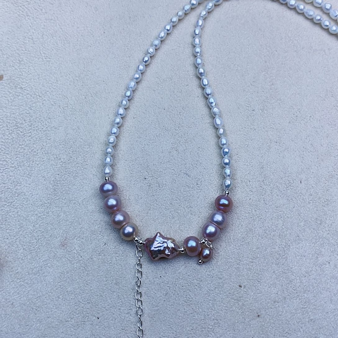 淡水珍珠颈饰银S925镶嵌