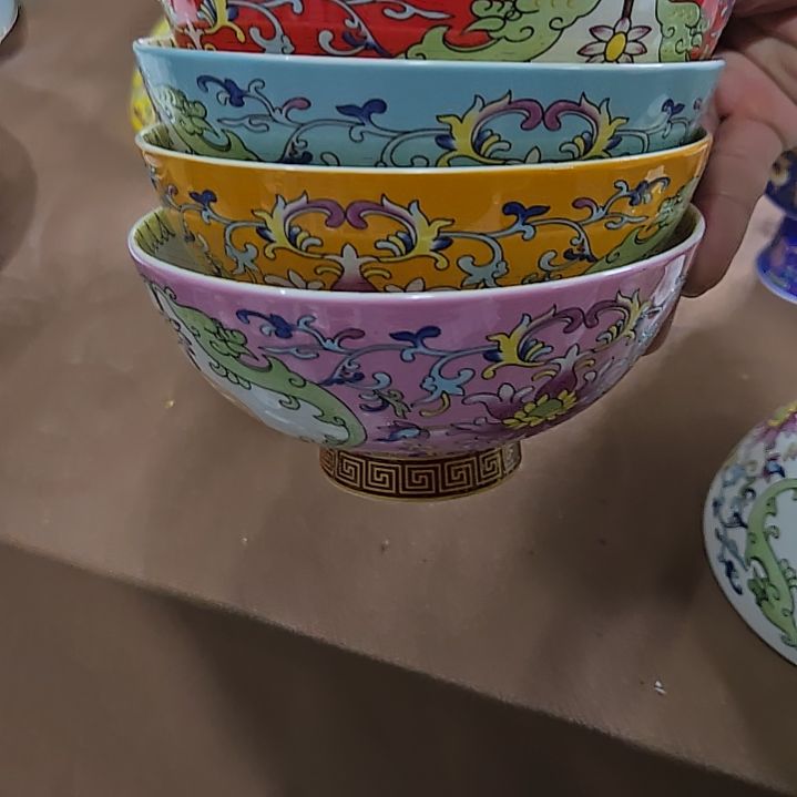 瓷片微瑕珐琅彩5寸4个米饭碗66666