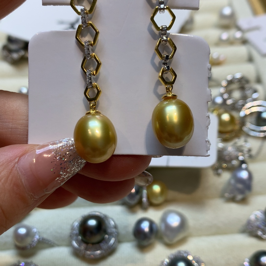 银S925镶嵌海水珍珠耳饰