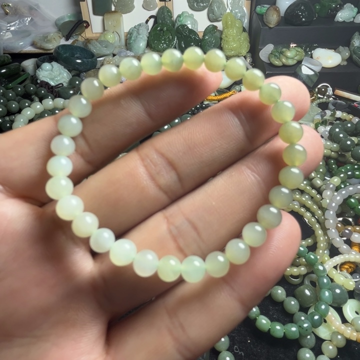 和田玉手串未镶嵌卡6