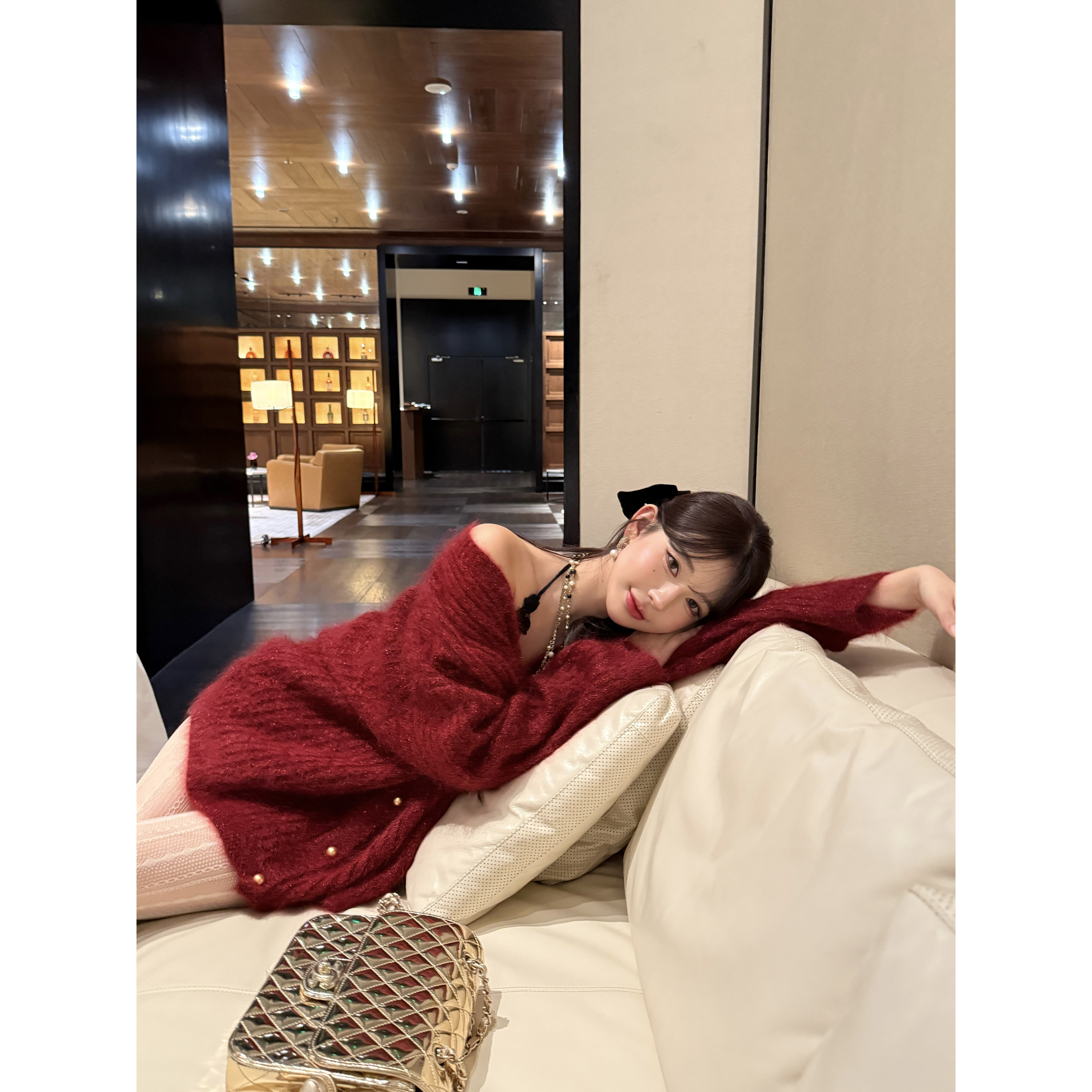 Fbb limit 【暮色微醺】冬日氛围感马海毛金丝混纺毛衣开衫D254058R