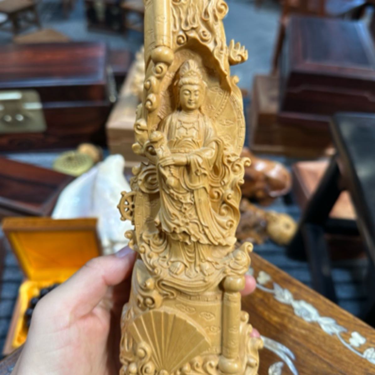 小叶黄杨观音摆件