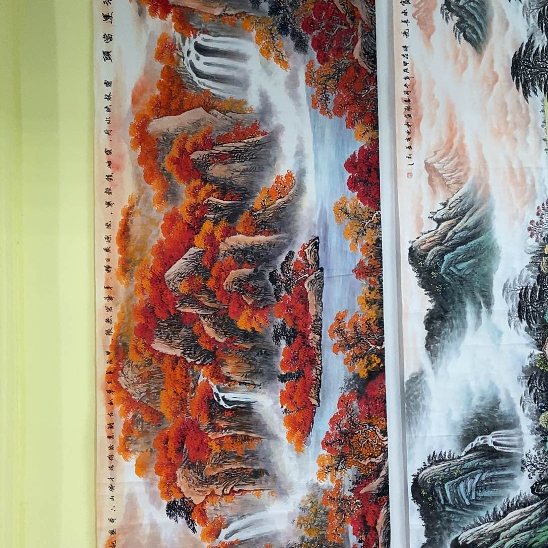 国画小八尺山水一副