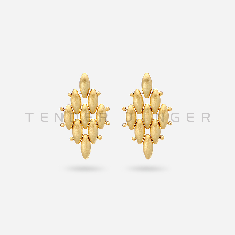 Tender Jinger 铜合金耳饰 新款冷淡风多层拉丝水滴耳钉轻奢时尚