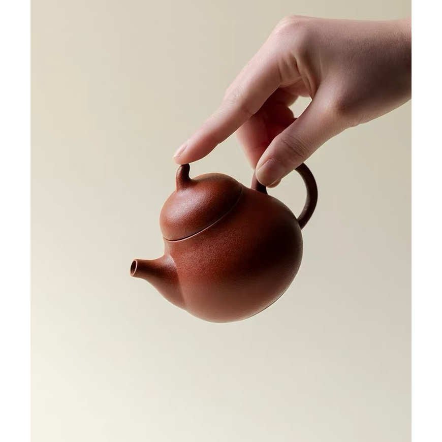 紫砂朱泥小茄瓜茶壶紫砂壶泡茶壶