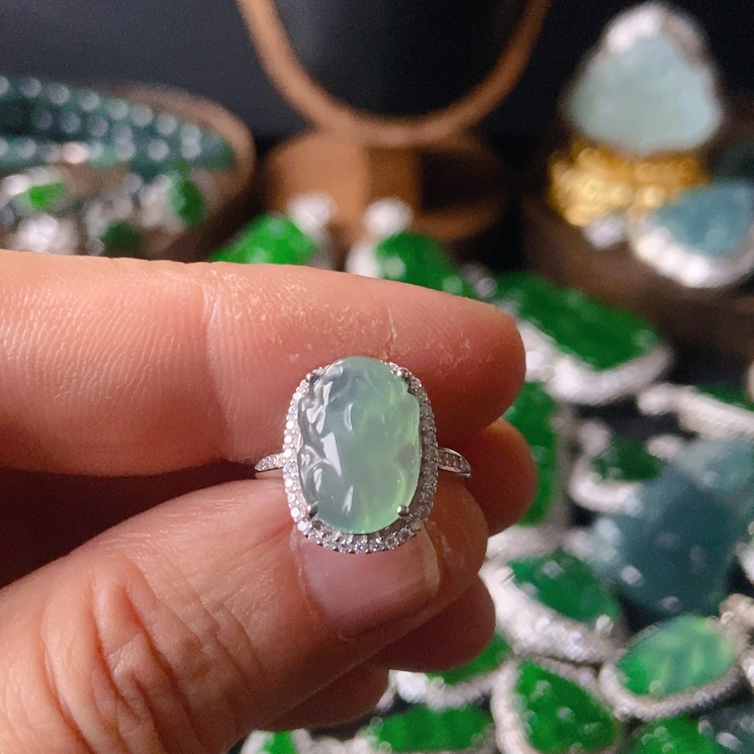 翡翠戒指银S925镶嵌022戒指