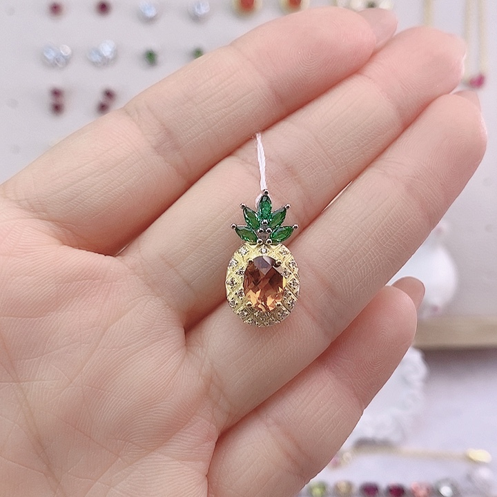 水晶颈饰银S925镶嵌吊坠